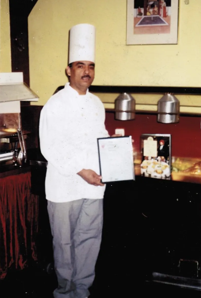 Archive photo from Rakesh Kumar's early years as a restaurant chef
